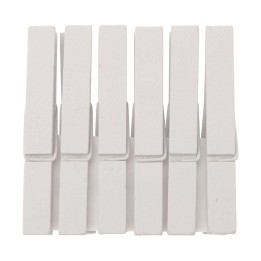 Wooden clips white 6pcs 7,4x1,0cm