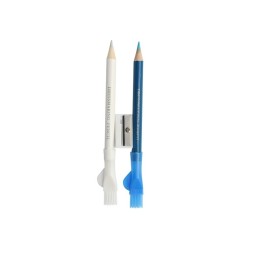 Chalk kit blu-white with sharpener + rubber