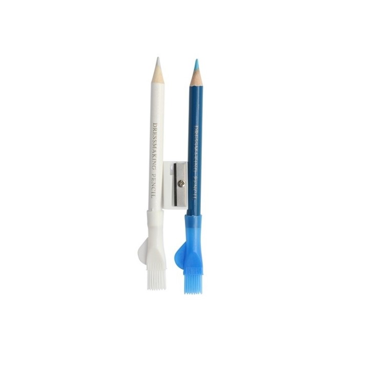 Chalk kit blu-white with sharpener + rubber