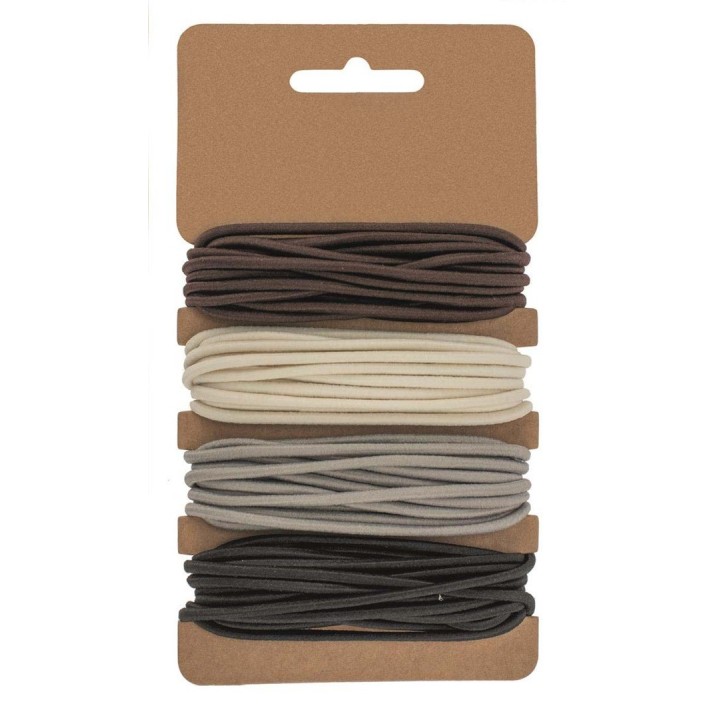 Gummibänder, 4x3m, Ø 2mm beige/grau/braun/schwarz