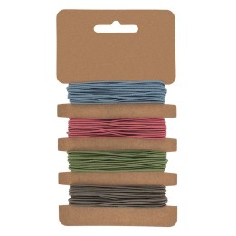 Gummibänder, 4x3m, Ø 1mm blau/pink/grün/grau