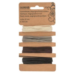 Gummibänder, 4x3m, Ø 1mm beige/grau/braun/schwarz