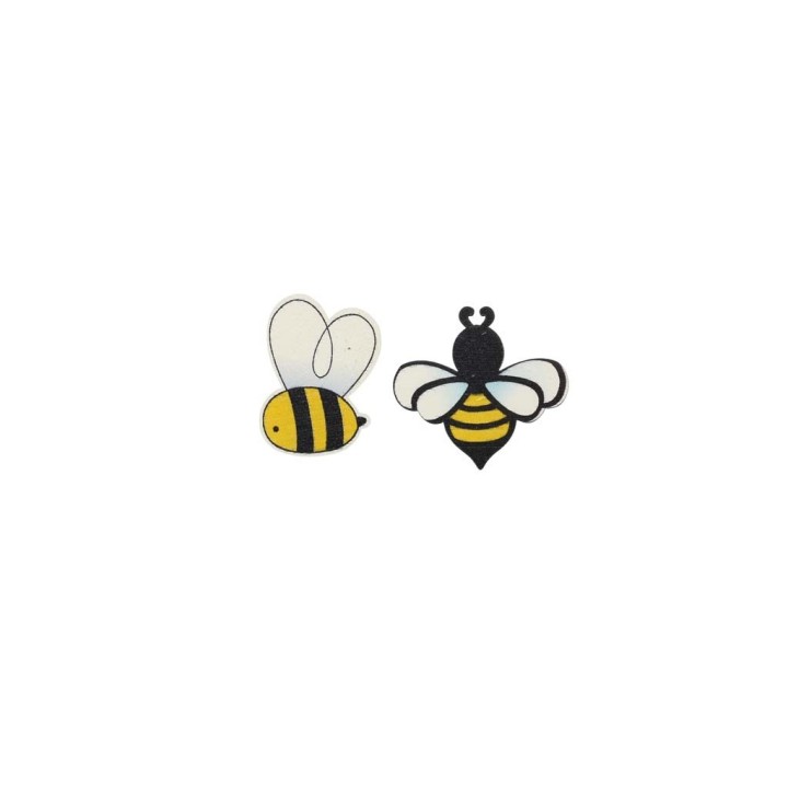 Déco en bois abeilles, 8pcs assortis, 3,7x4,2x0,1cm