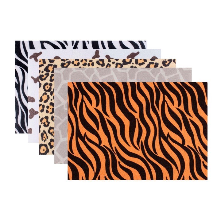 Felt pack 5 pcs, animal motifs 20x30cm