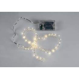 Guirlande lumineuse LED 40 lum Timer, blanc chaud, piles 3AA