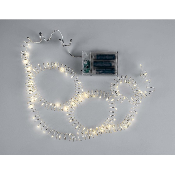 Guirlande lumineuse LED 70 lum Timer, blanc chaud, piles 3AA
