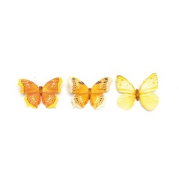 Schmetterling 3-fach sortiert 8cm gelb Folie, mit Clip