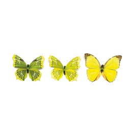 Schmetterling 3-fach sortiert 8cm grün Folie, mit Clip