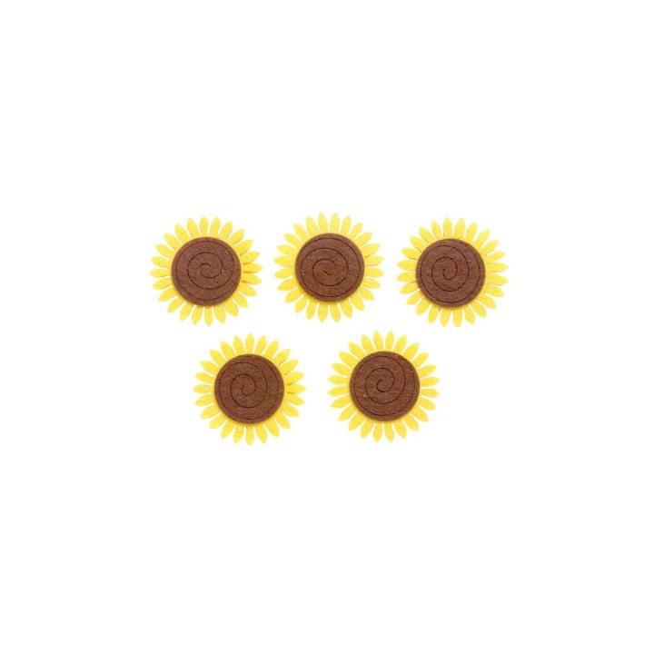 Filz-Sonnenblume, 5 Stück, 5cm gelb/braun