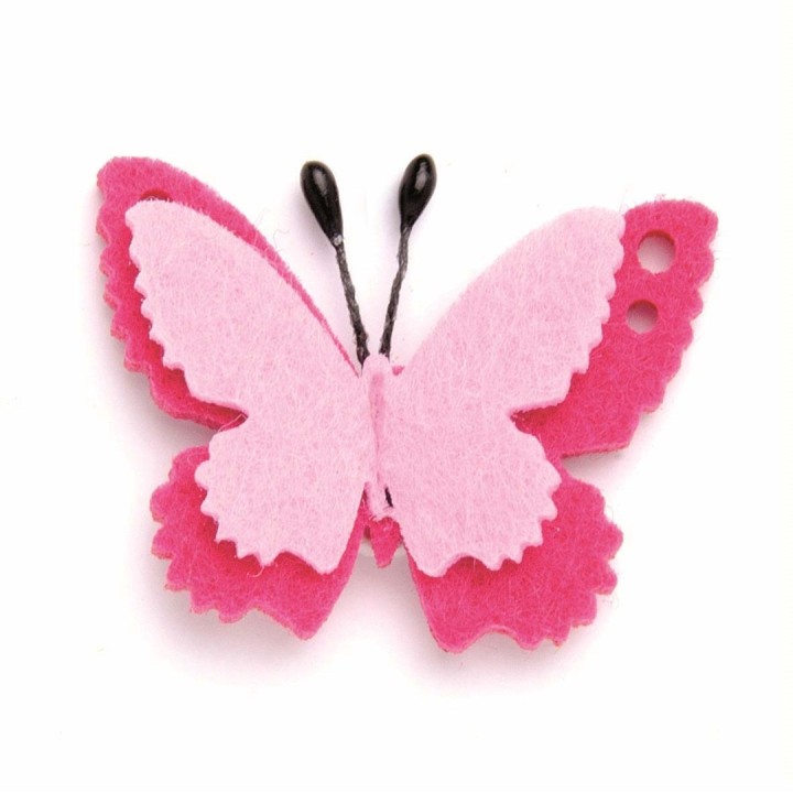 Felt butterflies selfadhesive 4x3cm pink 6pcs