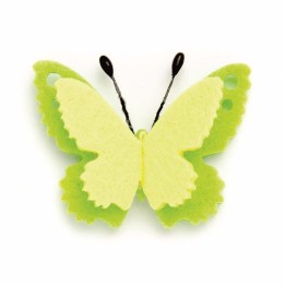 Filzschmetterling selbstklebend 4x3cm grün-gelb 6 Stück