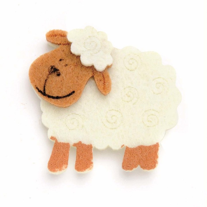 Filzschaf 4,5x4cm 6 Stück beige, selbstklebend