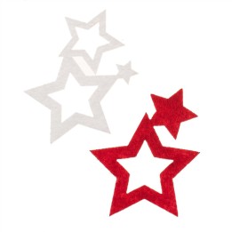Etoiles en feitrine 6pcs 6cm rouge/blanc