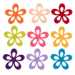 Filz-Blumen, 6 Stück 6cm bunt gemischt, ausgestanzt