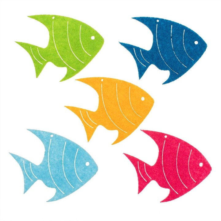 Filz-Fische, 5 Stück 6cm bunt gemischt