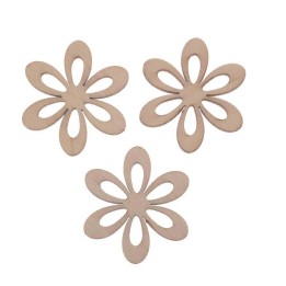 Streuteile Blumen aus Holz 10 Stück natur, 3-3,5cm