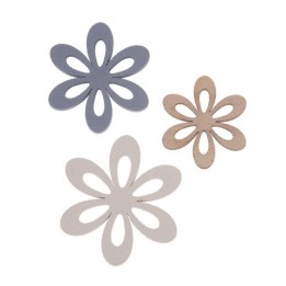Streuteile Blumen aus Holz 9 Stück, blau, weiss, natur mix 3-4cm