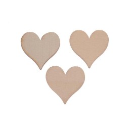 Coeurs en bois 15pcs naturel 2,3x2,3x0,3cm