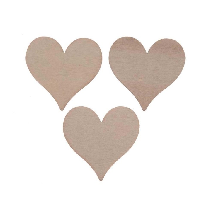 Wooden deco hearts 7pcs natural 3,6x3,6x0,3cm