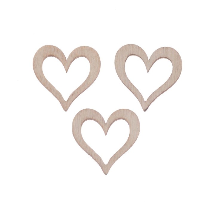 Wooden deco hearts 15pcs natural 2,4x2,4x0,3cm