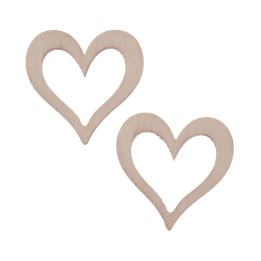 Wooden deco hearts 7pcs natural 4x4x0,3cm