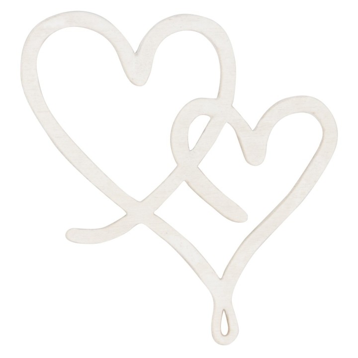 Wooden deco hearts, white 4cm, 9pcs, FSC