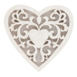 Déco en bois coeurs, blanc 2,5cm, 18pcs, FSC