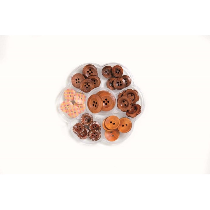 Boutons en bois 33pcs imprimés