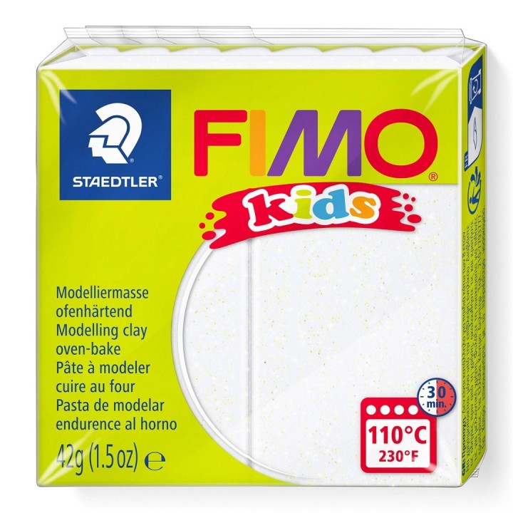 FIMO kids 42g blanc glitter