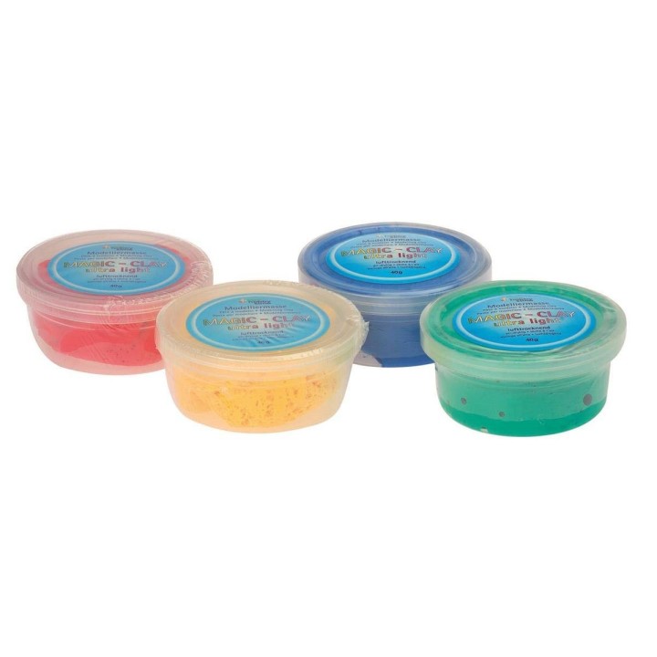 Magic-Clay ultra-light 4x40g modelling clay yellow, re, blue, green