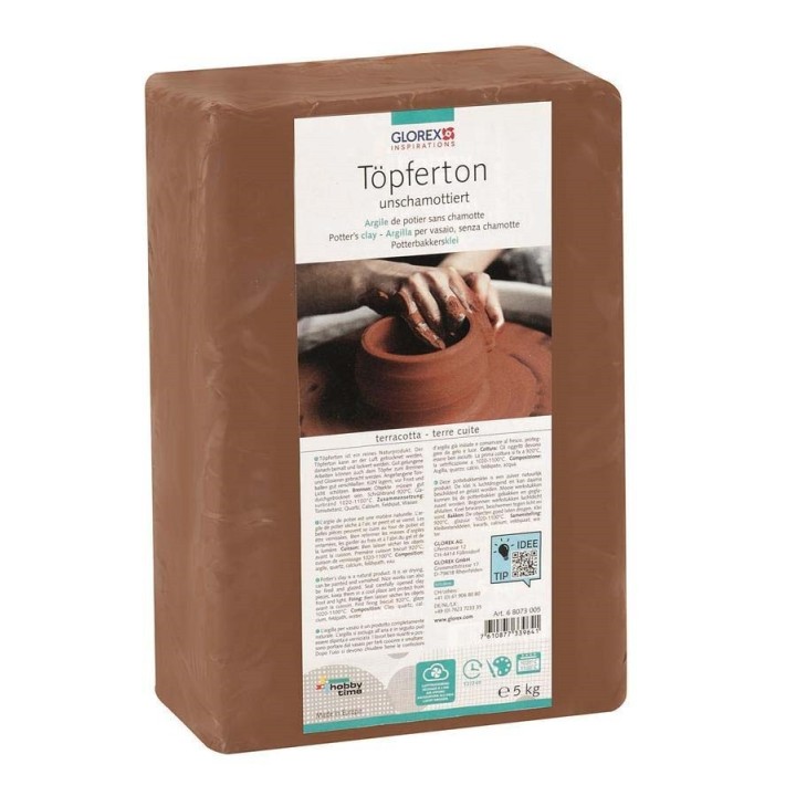 Pottery clay 5kg terracotta no grog