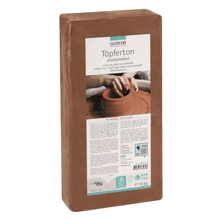 Argile de potier 10kg terre cuite sans chamotte