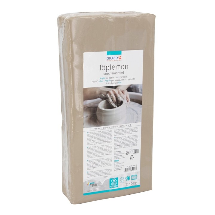 Töpferton 10kg weiss unschamottiert