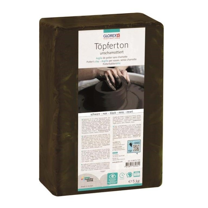 Pottery clay 5kg black no grog