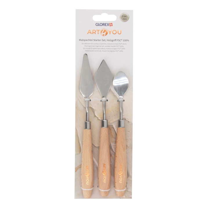 Couteaux à peindre débutants 3 pcs, manche en bois FSC