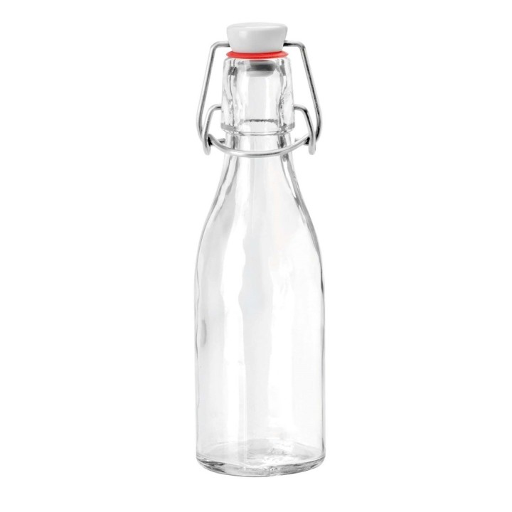 Round bottle, clip-top clear glass 200ml
