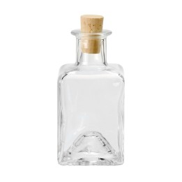 Flasche quadratisch Klarglas mit Spitzkorken 200ml