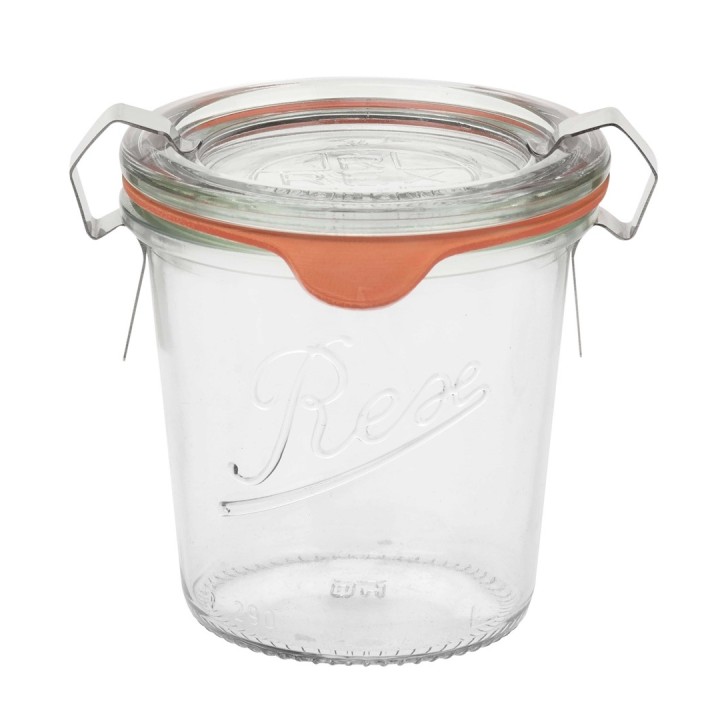 Glass 9x8,7cm 290ml with top, ring and clamps
