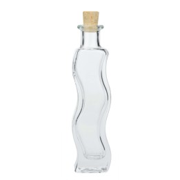 Glasflasche Welle 100ml 16,5x4,5x3,8cm, mit Korken