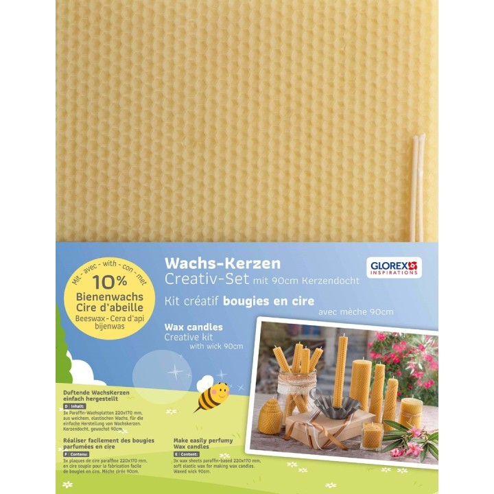 Wachswaben natur 3 Stück 220x170 mm mit Docht