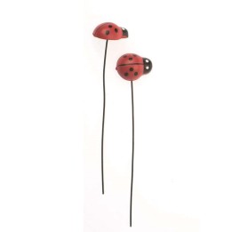 Coccinelle en bois 24pcs avec fil de fer 0,8x1,3x0,5cm