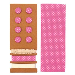Textil-Set pink Punkte 48x48cm Bänder 3x1m 8 Knöpfe