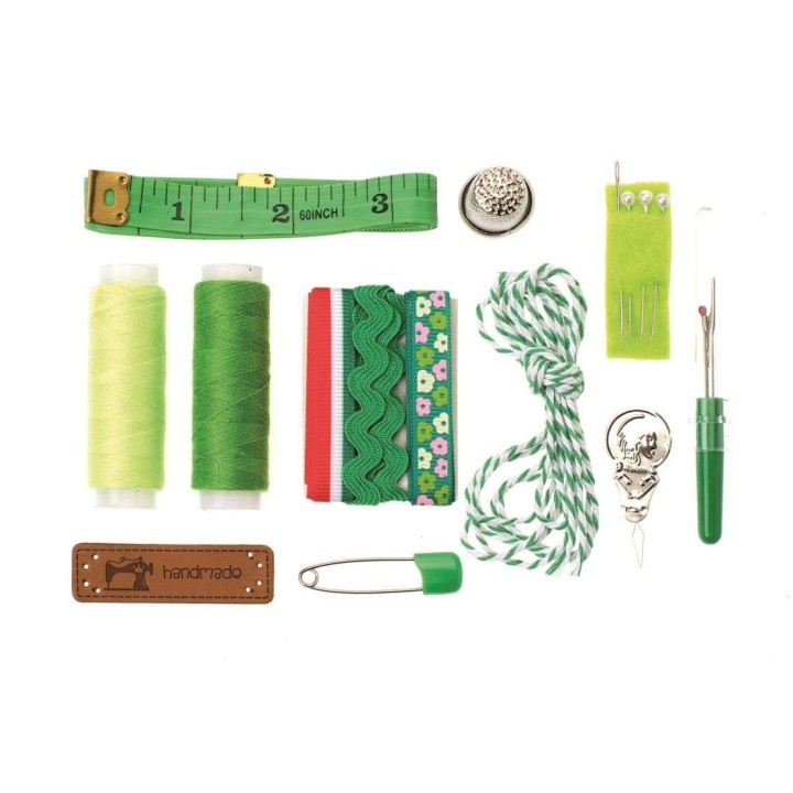Set de couture Lili Rose vert en 14 parties