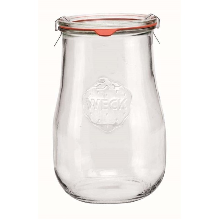 Bocal en verre tulipe 1750ml avec couvercle, caoutchouc et pinces