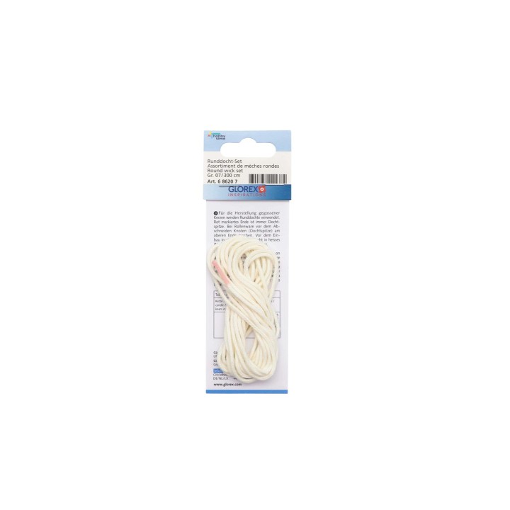 Round wick, size 07 30 - 50 mm for candles / 3 m