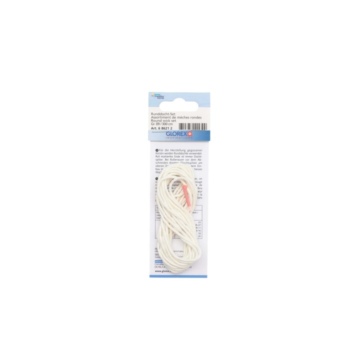 Round wick, size 09 40 - 60 mm for candles / 3 m