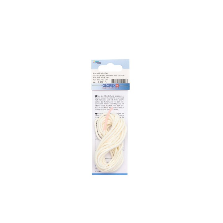Round wick, size 11 50 - 80 mm for candles / 3 m