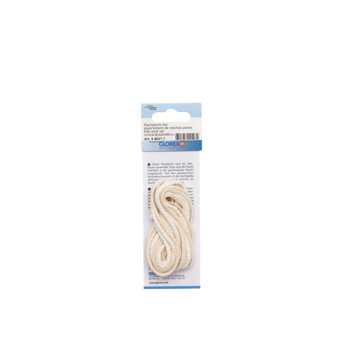 Mèche bougie plate/3m, taille 3x10, 3x18, 3x24, 1 m de chauqe