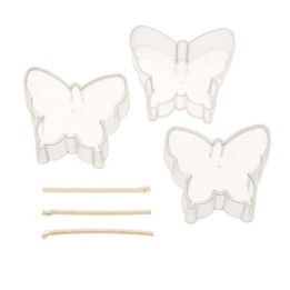 Moule à bougie papillon 3pcs 50x40x20mm avec mèche