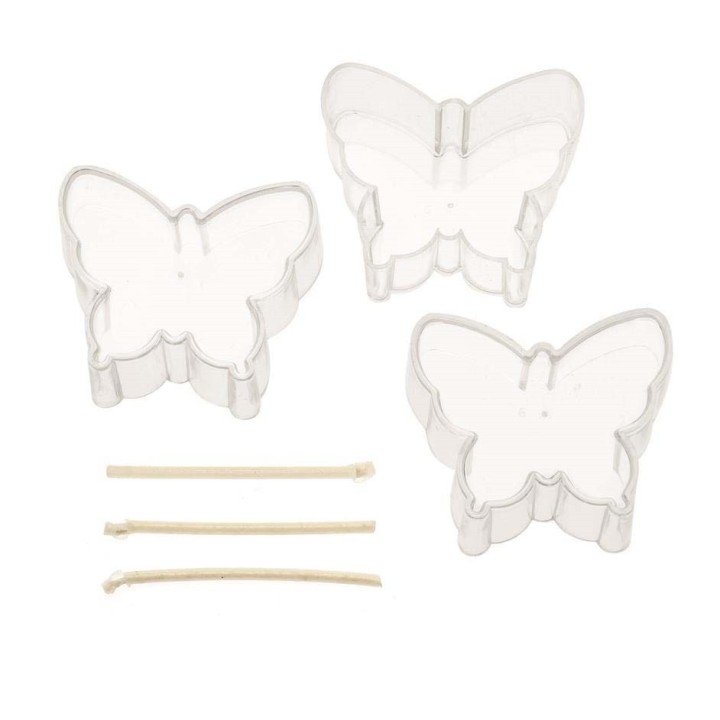 Candle mould butterfly 3pcs 50x40x20mm with wick